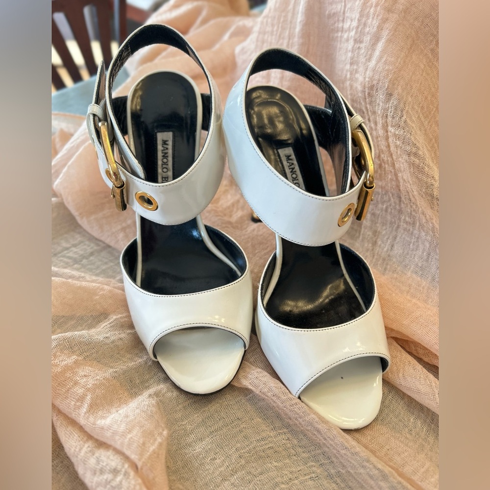 White Manolo Blahnik sandals
